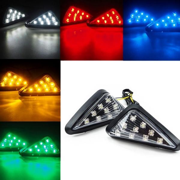 9-LED Green Light Motorcycle Triangle Light Turn Signal Light Indicator Smoke