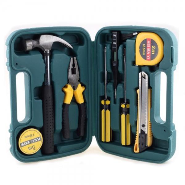 9pcs/Set Combination Suit Maintenance Tools Practical Toolbox Household Hardware Hand Tools Green