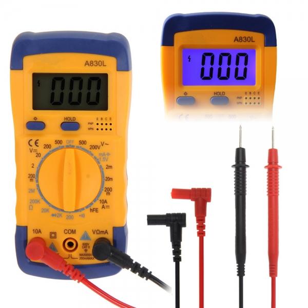 A830L LCD Digital Multimeter AC DC Voltage Diode with Buzzer Function Freguency Multitester Current Tester Luminous Display
