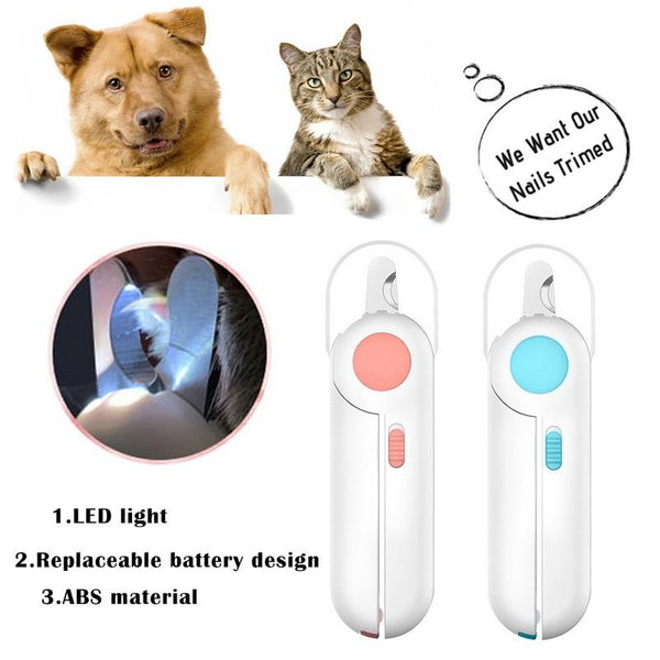 ABS Stainless Steel Pet Dog Nail Clippers Professional Anti-spatter Comfortable Cat Dog Nail Trimmer Cutter With Led Light