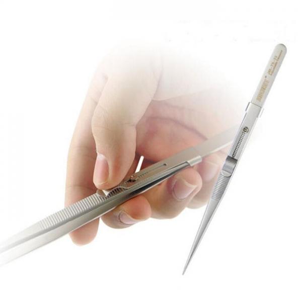 JAKEMY JM-T9-11 Ultra Precision Anti-Acid Stainless Steel Straight Tweezer Forceps for Mobile Phone Tablet PC Repair Tools Silver