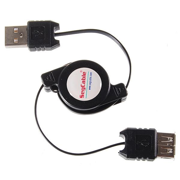 AM/AF Retractable USB Extension Data Cable (70cm) Black