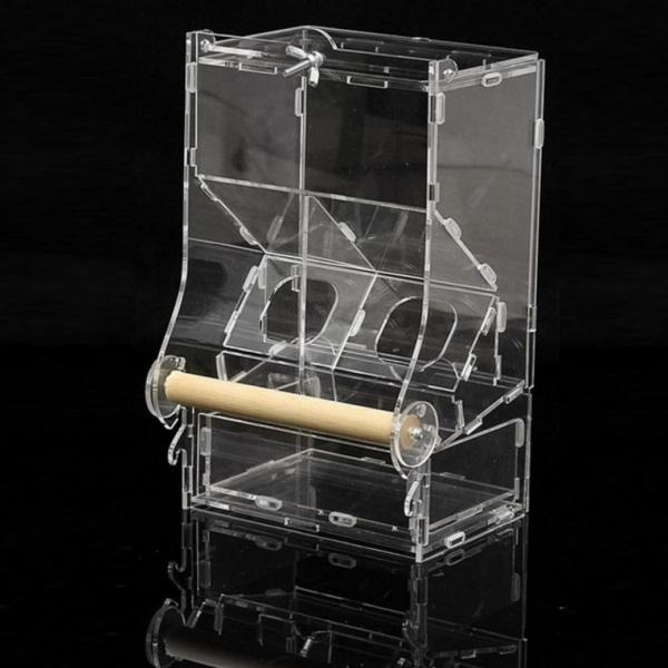 Acrylic Automatic Bird Feeder Pet Bird Cage Feeder - Double Slot& L