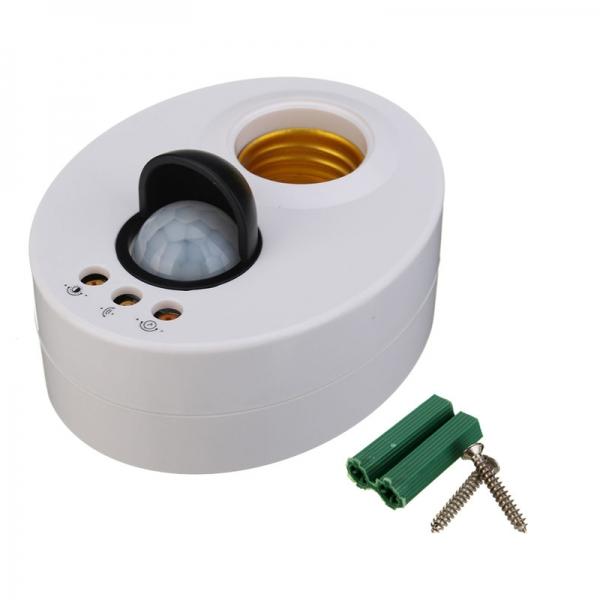 Adjustable E27 Holder Socket with Auto Body Infrared IR Sensor PIR Motion Detector White