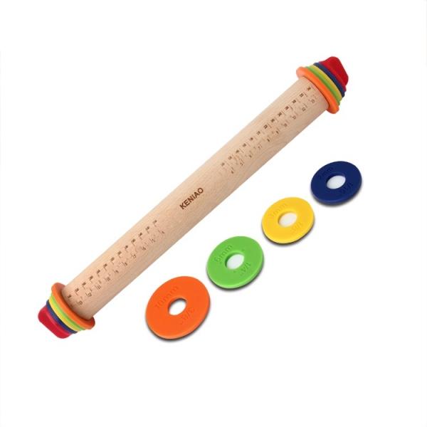 Adjustable Thickness Wooden Rolling Pin Multi-function Baking Stick Embossing Patterned Cake Tools Multicolor