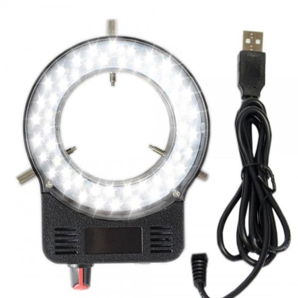 Adjustable USB 52 LED Ring Light illuminator Lamp for CCD Industry Stereo Microscope Digital Camera Magnifier - Black