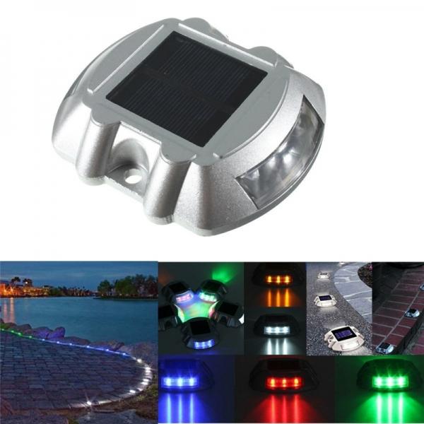 Solar Power LED Path Lamp Deck Stud Garden Road Dock Yard Lights Yellow