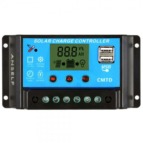 10A 12.6V Overload Protection LCD Solar Charge Controller