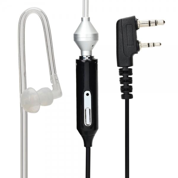 Anti-Radiation Noise Cancelling 2-Pin In-Ear Air Duct Earpiece Earphone with Microphone for Walkie Talkies Black & Transparent