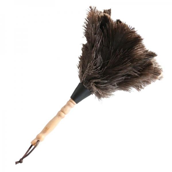 Anti-static Ostrich Feather Duster Dust Cleaning Tool with Wooden Handle - Size M