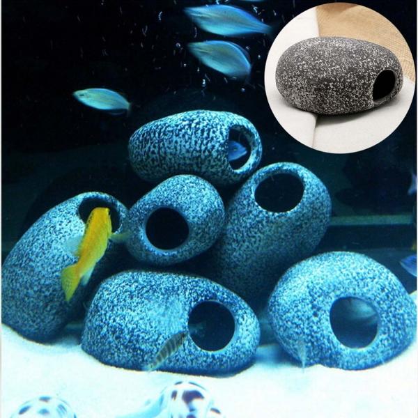 Aquarium Cichlid Stones Ceramic Rock Cave Ornament Cichlid Stones Fish Tank Cichlid Stones Decoration - Size M