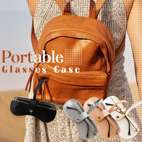 Portable Leather Glasses Snap Case