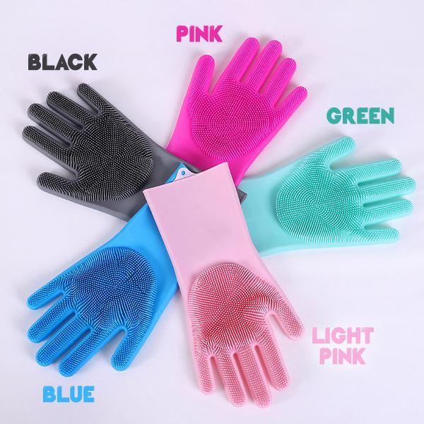 1Pair Dishwashing Cleaning Gloves Magic Silicone Rubber Dish Washing Glove for Household Scrubber Kitchen Clean Tool