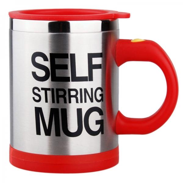 350ML Stainless Steel Electric Stirring Coffee Mug Auto-Mixing Cup Red