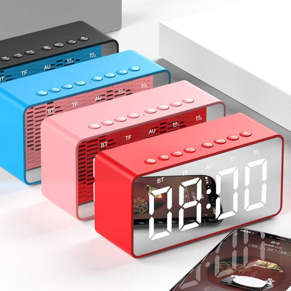 BT506 Wireless Bluetooth Speaker Super Bass Wireless Stereo Speakers Support TF AUX Mirror Alarm Clock for Phone Computer