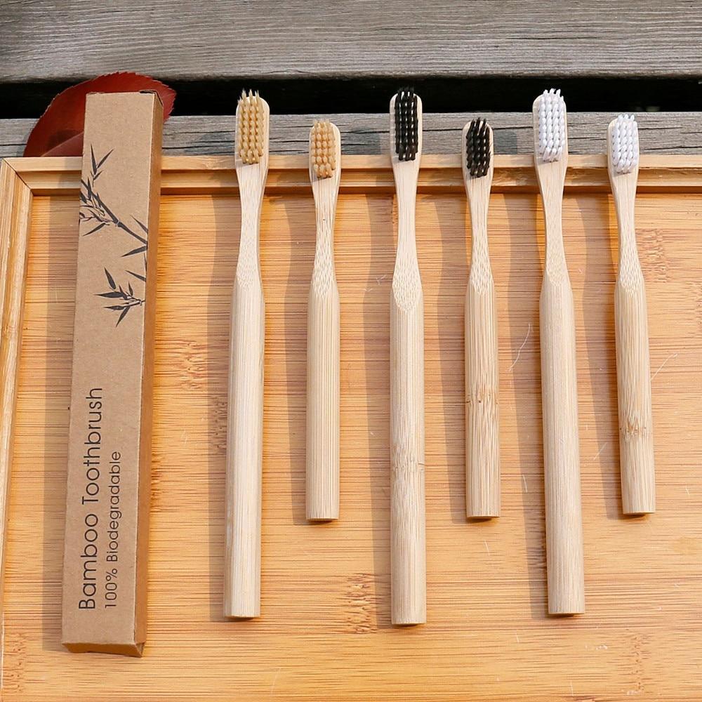 3pcs for Adult Kid Bamboo Charcoal Toothbrush Zero Waste Travel Toothbrush Eco Friendly Bristle Toothbrush Natural Biodegradable Toothbrushe
