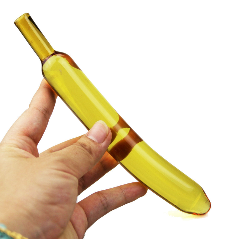 Banana Shape Glass Dildo Famale Anal Plug Vagina Dildos Sex Toys