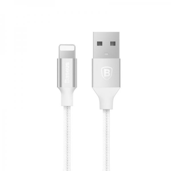 1M Baseus 2A Yashine Cable Graceful Nylon TPE Double Protection Charging Line for iPhone Silver