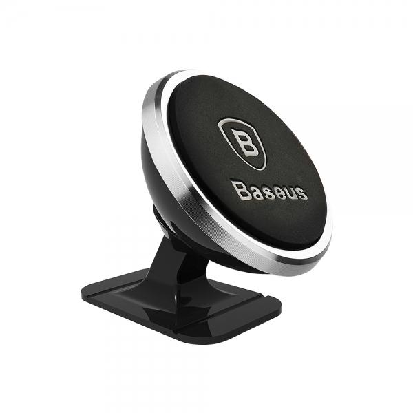 Baseus Powerful Magnetic 360 Degree Rotation Car Mount Dashboard Holder for Xiaomi iPhone - Silver