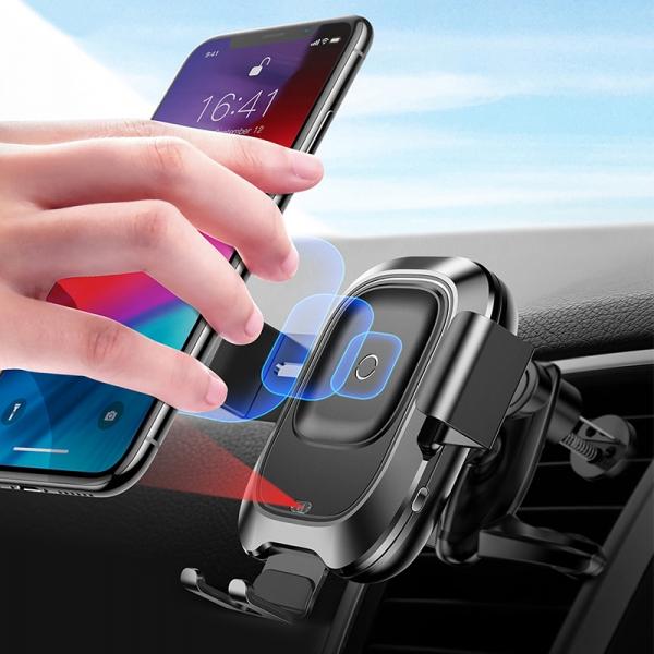 Qi Fast Wireless Charger Car Phone Holder For iPhone / Samsung Galaxy - Air Vent Type
