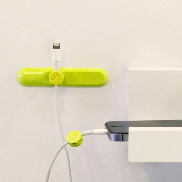 Bcase TUP Magnetic Desktop Tiny 3 Size in 1 Wire Organizer w/ Cable Clips Green