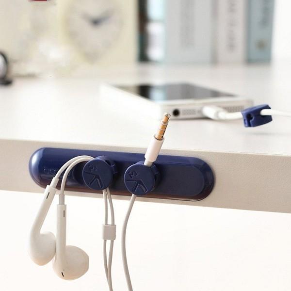 Bcase TUP Magnetic Desktop Tiny 3 Size in 1 Wire Organizer w/ Cable Clips Navy Blue