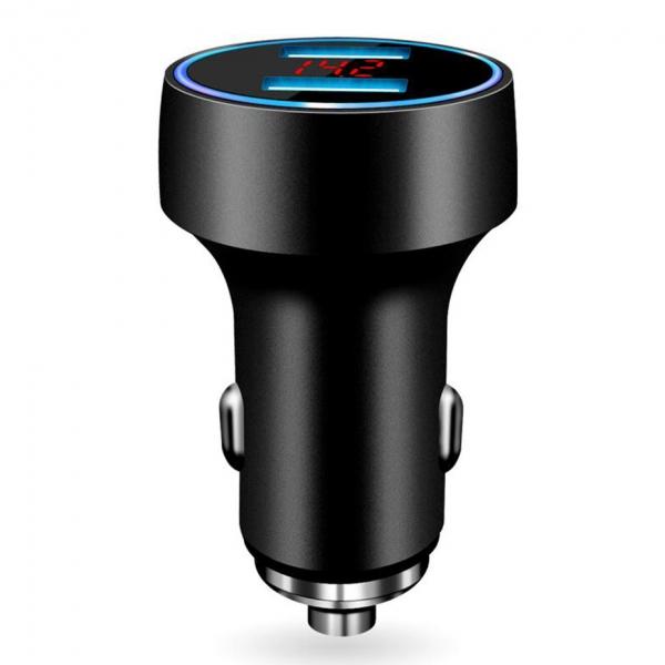 Aluminum alloy Black 4.8A/24W Dual USB Car Charger Voltmeter Meter Led USB Auto Charger Power Adapter Socket with Safety Hammer Truck Motorcycle