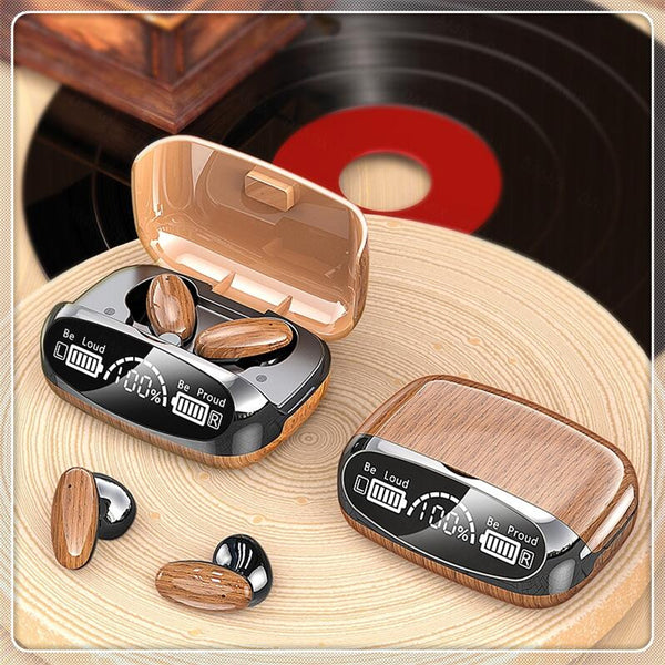 2022 M35 TWS Sports Bluetooth 5.2 Wireless Headphones with Mic Waterproof Wood Grain Gaming Earphones HiFi Stereo Music Earbuds