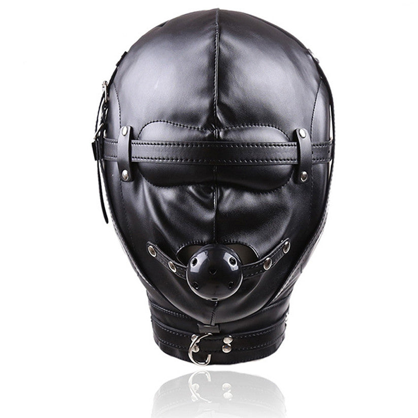 Bondage Sex Toys Headgear With Mouth Ball Gag BDSM Leather Sex Hood For Men Adult Games Sex SM Mask For Couples