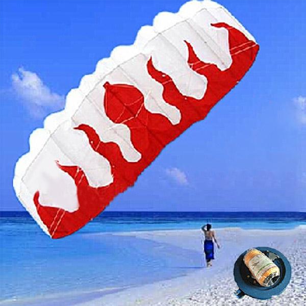 Braided Line Soft Plus Material Parachute Flame Sports Beach Kite Red & White
