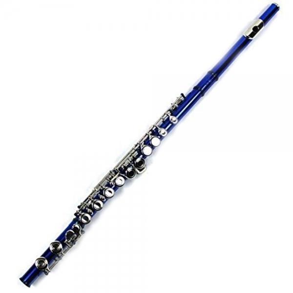 Brass Flute 16 Holes C Key Flute Kit for Student Beginner School Band Blue