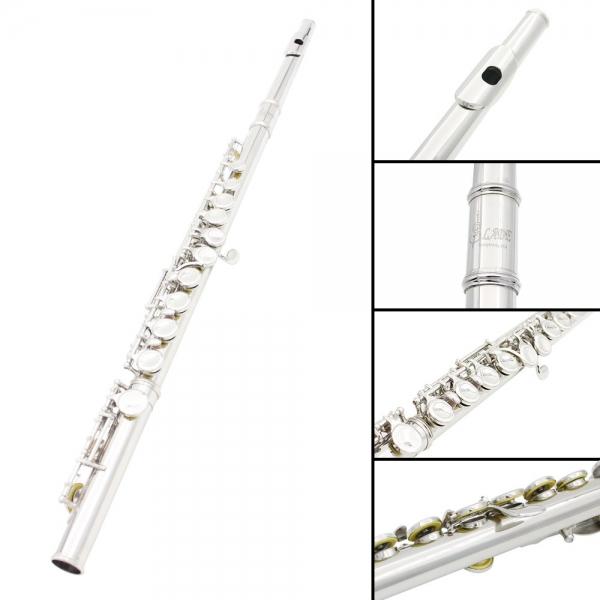 Brass Flute 16 Holes C Key Flute Kit for Student Beginner School Band White