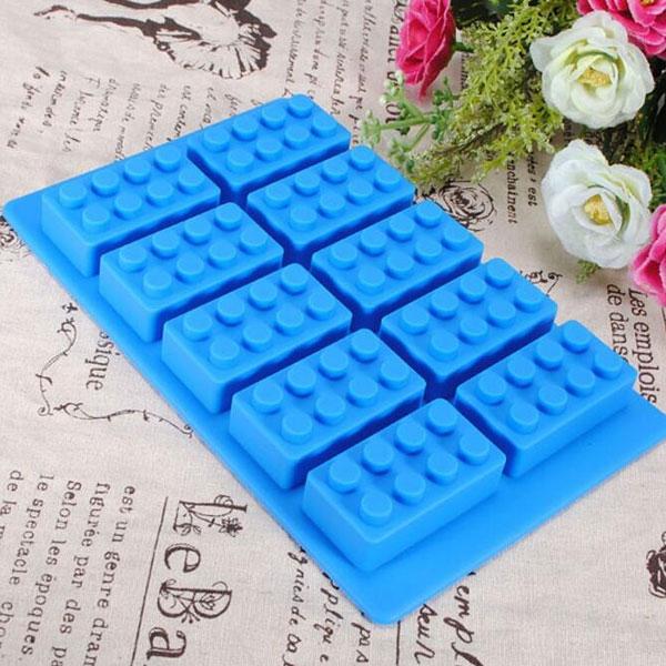 Brick Pattern Silicone Ice Cube Jelly Tray Maker Chocolate Mold Blue