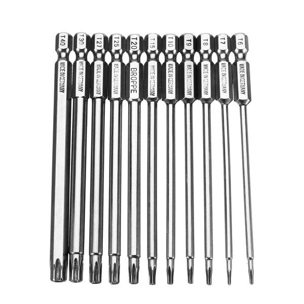 11pcs 100mm Magnetic Torx Screwdriver Bits 1/4 Inch Hex Shank