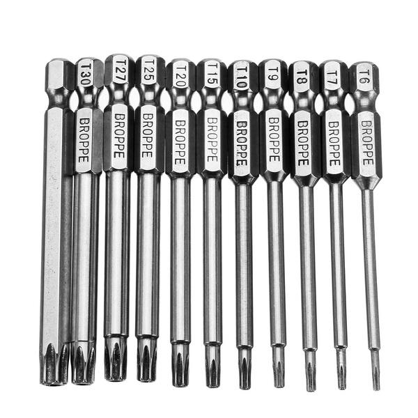 11pcs 75mm Magnetic Torx Screwdriver Bits 1/4 Inch Hex Shank