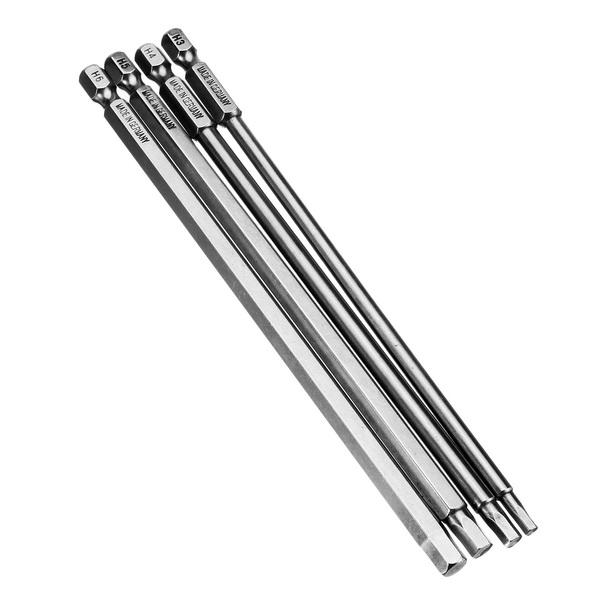 4Pcs 150mm H3-H6 Magnetic Hex Head Screwdriver Bit 1/4inch Hex Shank