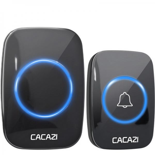 CACAZI 900ft 85dB Wireless Waterproof Doorbell Remote Control Smart Cordless Emergency Contact Bell EU Plug