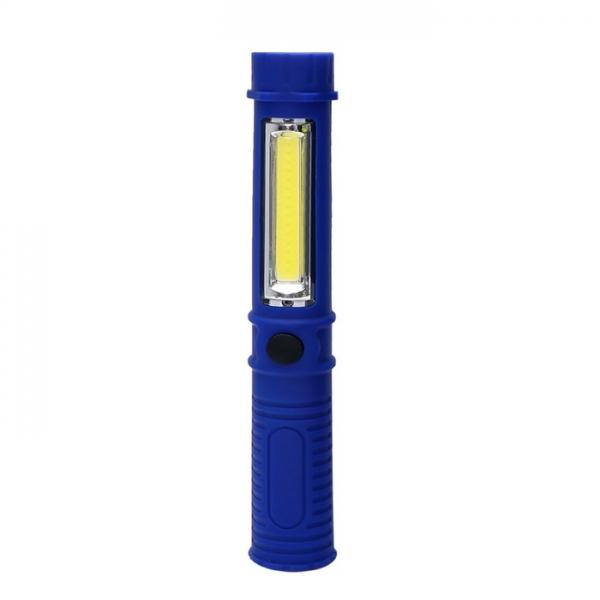 LED COB Portable Plastic Flashlight with Magnetic Clip - Blue