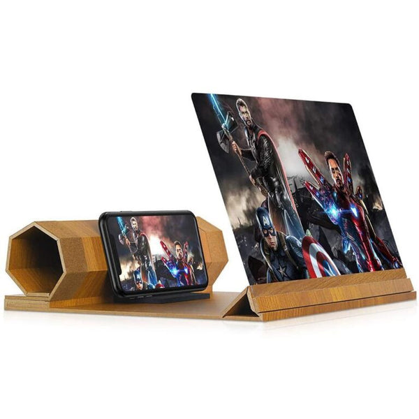 Phone Magnifier Projector Screen Yellow Wood Grain