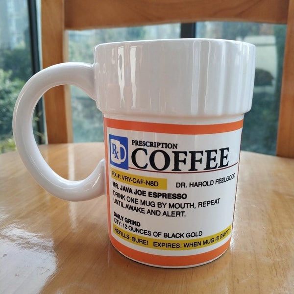 Caffeine Prescription Coffee Mug Pill Bottle Coffee Cup