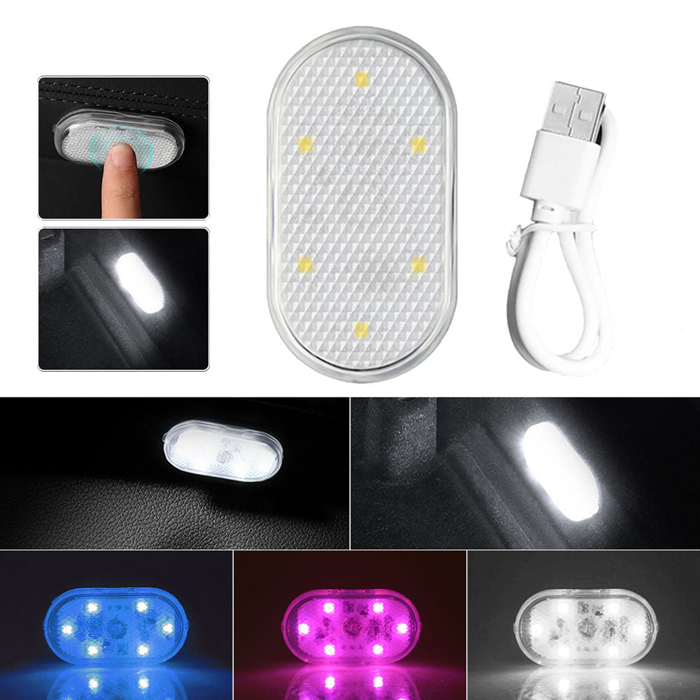 1pc/2pcs USB Charging Wireless Car LED Touch Ambient Door Trunk Lights Auto Roof Foot Reading Atmosphere Interior Light