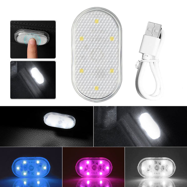 1pc/2pcs USB Charging Wireless Car LED Touch Ambient Door Trunk Lights Auto Roof Foot Reading Atmosphere Interior Light