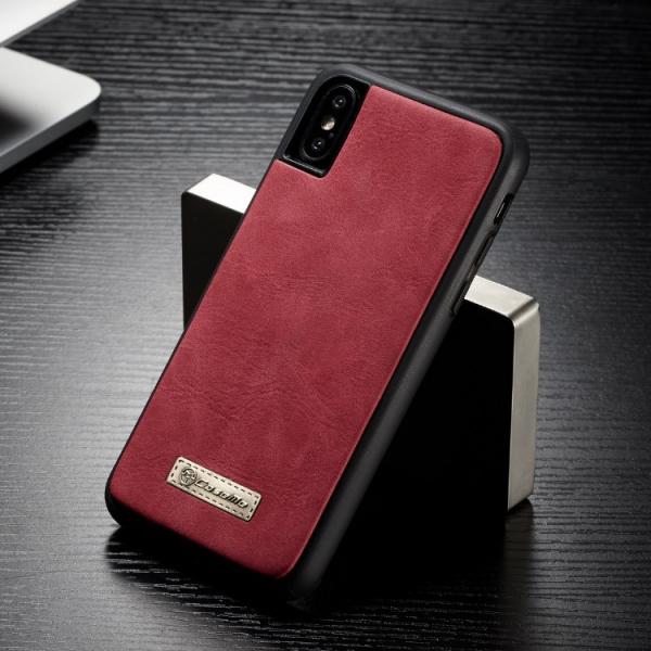 Caseme Magnetic Zipper Wallet Case Detachable for iPhone X Red