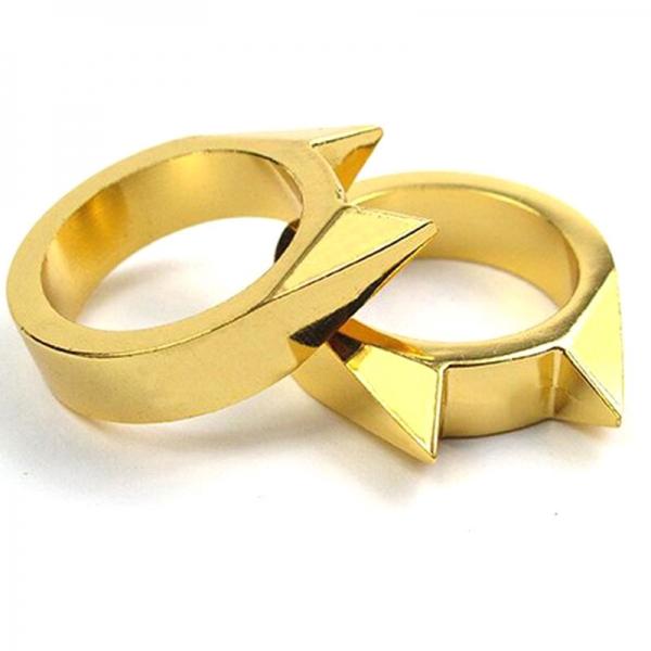 Cat Ear Mini Alloy Self Defense Ring Weapon Window Breaker Rescue Gear Golden