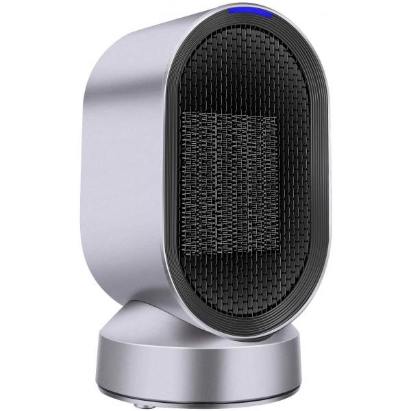Ceramic Space Heater Small Electric PTC Heaters Portable Desktop Heater Fan with Tip-Over and Overheat Protection for Home Office - White
