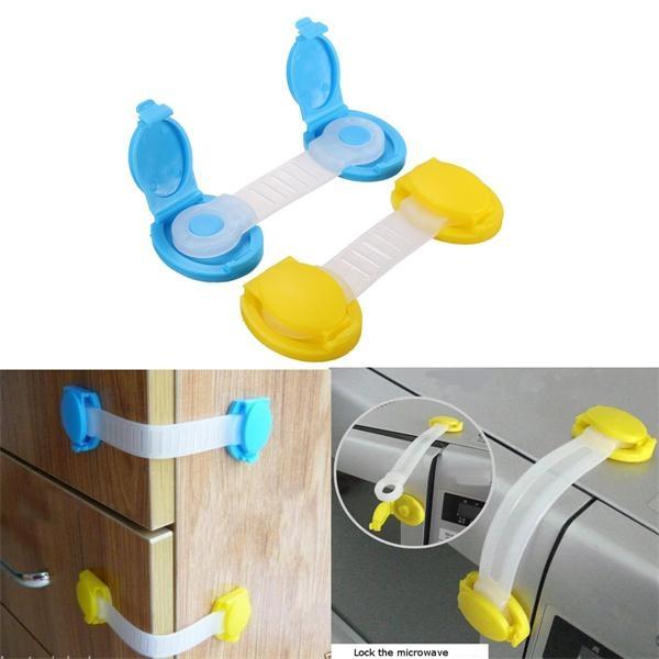 Child Proof Safety Cabinet Door Cupboard Fridge Drawer Wardrobe Lock Long Type Yellow