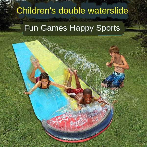 Children's Double Waterslide Spray Water Cushion Toys Summer Play Toys Outdoor Grass Water Spray Sliding Bed Double Surfboard