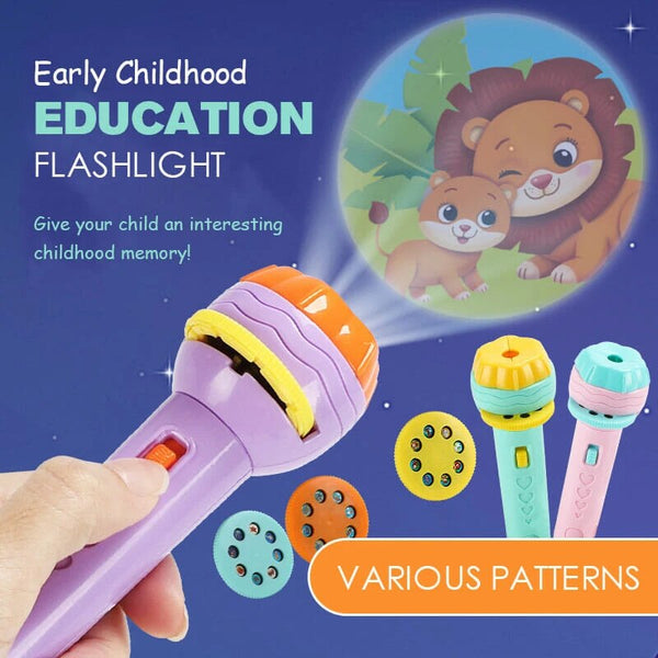 Children's Projection Flashlight Projector 24Kinds Of Animal Patters Slide Projector Early Childhood Education Luminous Toy