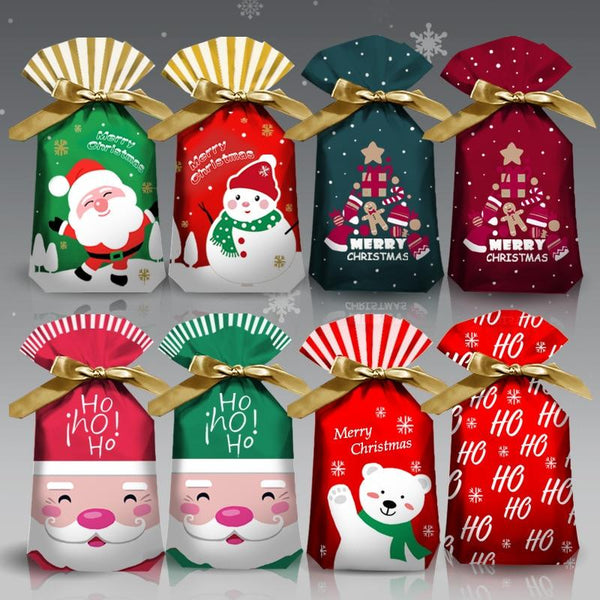 10Pcs Christmas Drawstring Bags Christmas Gift Bag Paper Christmas Bag For Perfume Doll Candy Cookie Biscuit Nougat Chocolate Paking Box