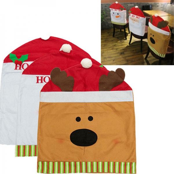 60x50cm Christmas Decoration Red Hat Reindeer Pattern Dining Chair Cover